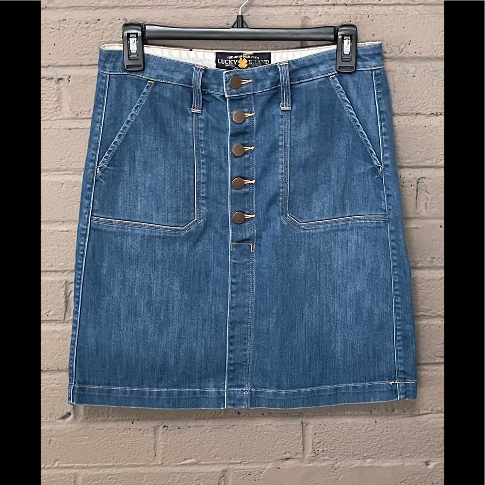 Lucky Brand button front denim skirt 0